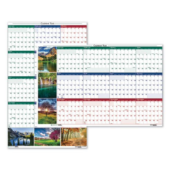 Recycled Earthscapes Nature Scene Reversible Yearly Wall Calendar, 18 X 24, 2021