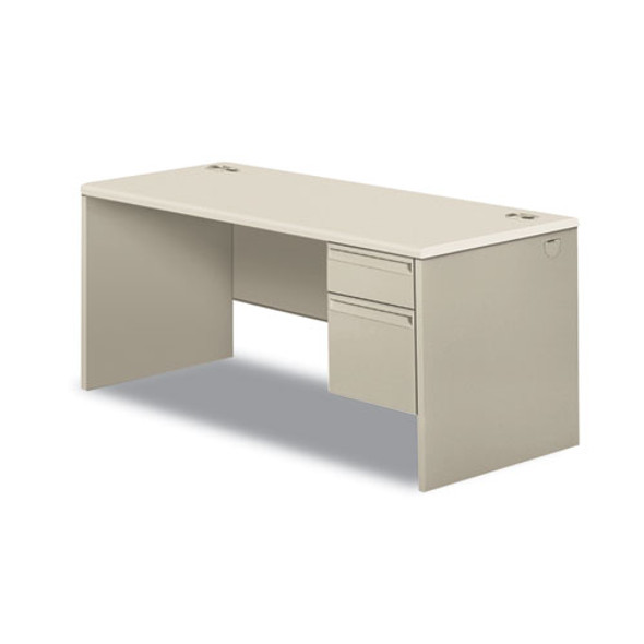 38000 Series Single Pedestal Desk, Right, 66w X 30d X 30h, Silver Mesh/light Gray