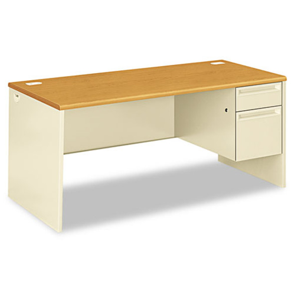 38000 Series Right Pedestal Desk, 66w X 30d X 29.5h, Harvest/putty