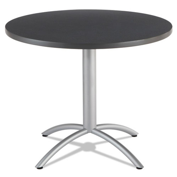 Cafeworks Table, 36 Dia X 30h, Graphite Granite/silver