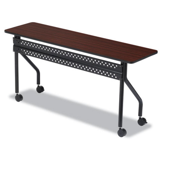 Officeworks Mobile Training Table, Rectangular, 72w X 18d X 29h, Mahogany/black