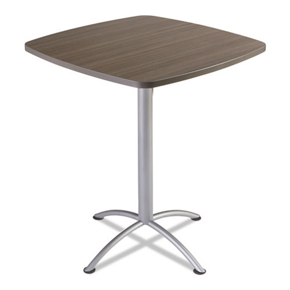 Iland Table, Contour, Square Bistro Style, 36" X 36" X 42", Natural Teak/silver