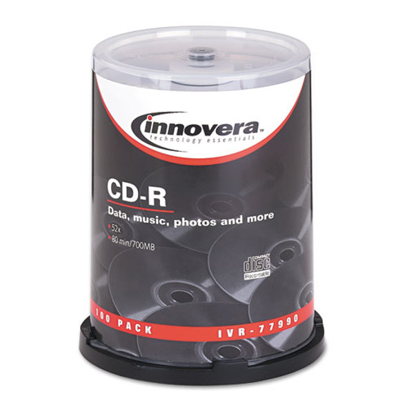 Cd-r Discs, 700mb/80min, 52x, Spindle, Silver, 100/pack