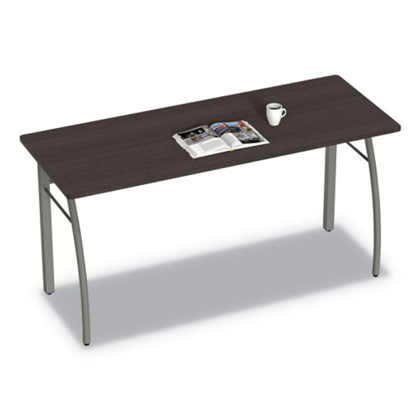 Trento Line Rectangular Desk, 59.13w X 23.63d X 29.5h, Mocha/gray