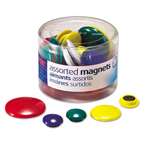 Assorted Magnets, Circles, Assorted Sizes & Colors, 30/tub