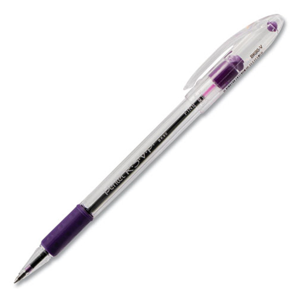 R.s.v.p. Stick Ballpoint Pen, Fine 0.7mm, Violet Ink, Clear/violet Barrel, Dozen