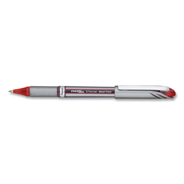 Energel Nv Stick Gel Pen, 0.7 Mm Metal Tip, Red Ink/barrel, Dozen