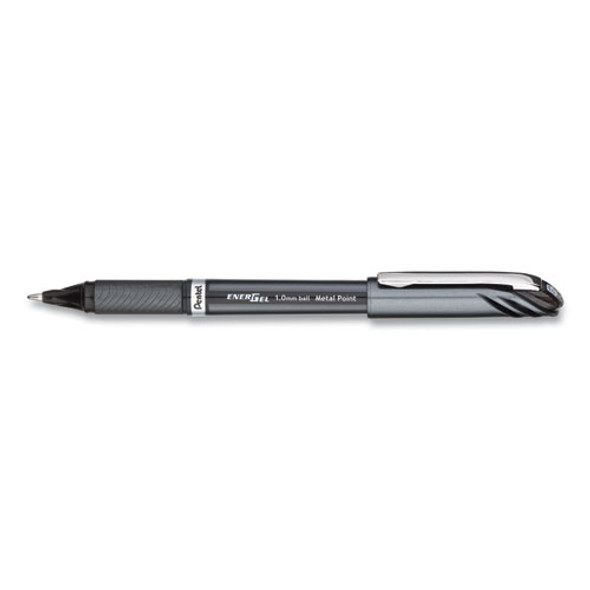 Energel Nv Stick Gel Pen, 1 Mm Metal Tip, Black Ink/barrel, Dozen