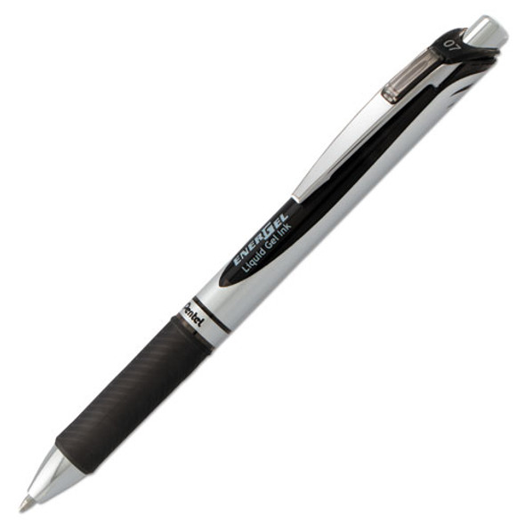 Energel Rtx Retractable Gel Pen, Medium 0.7mm, Black Ink, Black/gray Barrel