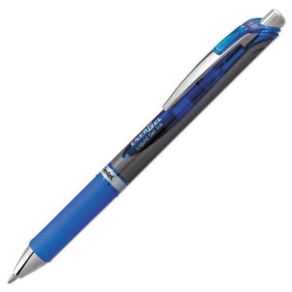 Energel Rtx Retractable Gel Pen, Bold 1mm, Blue Ink, Blue/gray Barrel
