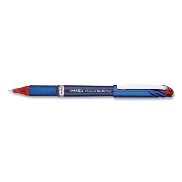 Energel Nv Stick Gel Pen, 0.5 Mm Needle Tip, Red Ink/barrel, Dozen