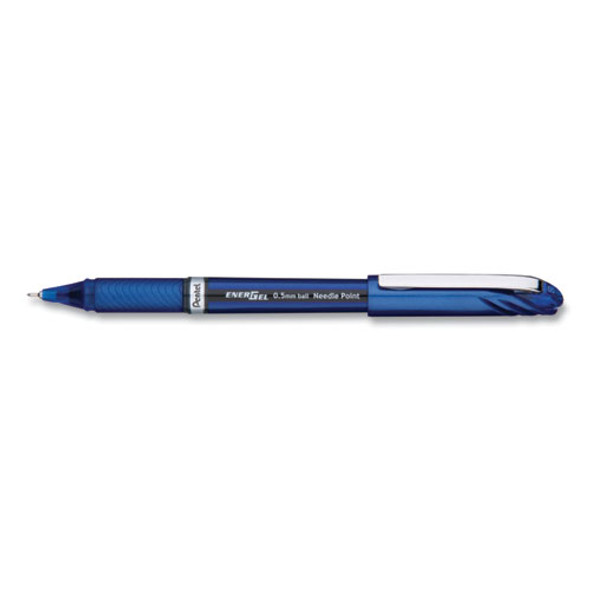 Energel Nv Stick Gel Pen, 0.5 Mm Needle Tip, Blue Ink/barrel, Dozen