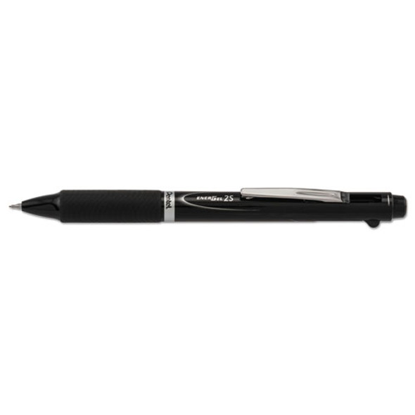 Energel 2s Retractable Ballpoint Pen, 0.5mm, Black/red Ink, Black Barrel