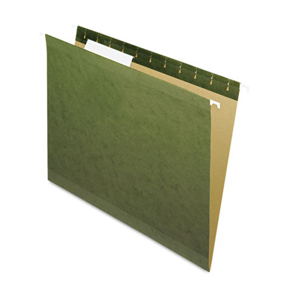 Reinforced Hanging File Folders, Letter Size, 1/3-cut Tab, Standard Green, 25/box