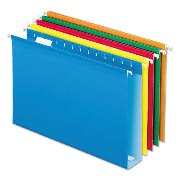 Extra Capacity Reinforced Hanging File Folders With Box Bottom, Legal Size, 1/5-cut Tab, Assorted, 25/box