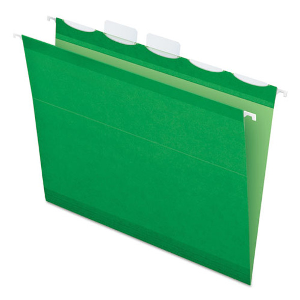 Ready-tab Colored Reinforced Hanging Folders, Letter Size, 1/5-cut Tab, Bright Green, 25/box