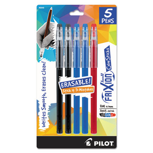 Frixion Colorsticks Erasable Stick Gel Pen, 0.7mm, Assorted Ink/barrel, 5/pack