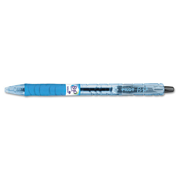 B2p Bottle-2-pen Retractable Ballpoint Pen, 1mm, Black Ink, Translucent Blue Barrel, Dozen