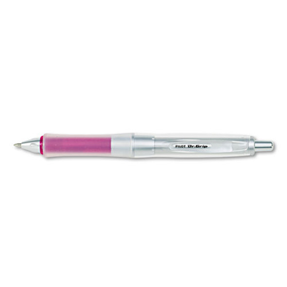 Dr. Grip Center Of Gravity Retractable Ballpoint Pen, 1mm, Black Ink, Silver/pink Barrel