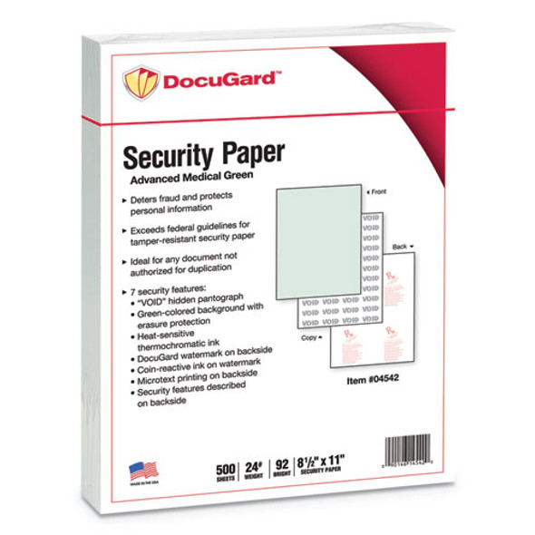 Medical Security Papers, 24lb, 8.5 X 11, Green, 500/ream
