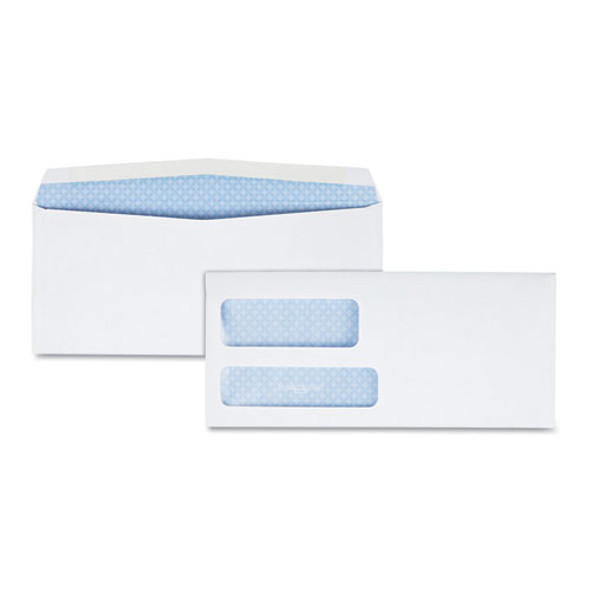 Double Window Security-tinted Check Envelope, #9, Commercial Flap, Gummed Closure, 3.88 X 8.88, White, 500/box