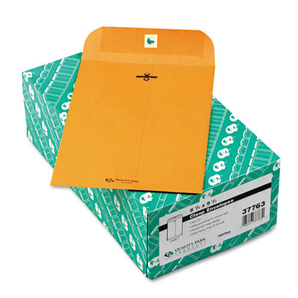 Clasp Envelope, #1 3/4, Cheese Blade Flap, Clasp/gummed Closure, 6.5 X 9.5, Brown Kraft, 100/box