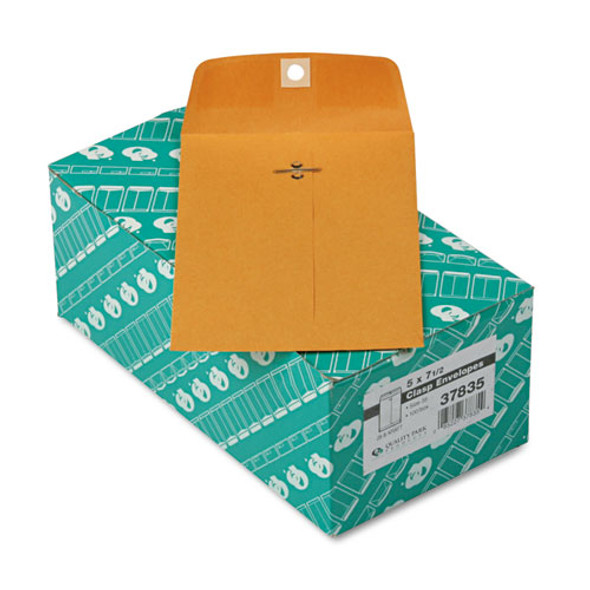 Clasp Envelope, #35, Cheese Blade Flap, Clasp/gummed Closure, 5 X 7.5, Brown Kraft, 100/box