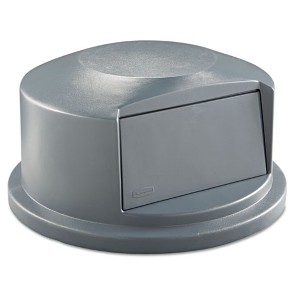 Round Brute Dome Top Receptacle, Push Door, 24.81w X 12.63h, Gray