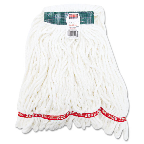 Web Foot Shrinkless Looped-end Wet Mop Head, Cotton/synthetic, Medium, White