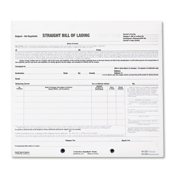 Bill Of Lading Short Form, 7 X 8 1/2, Three-part Carbonless, 250 Forms