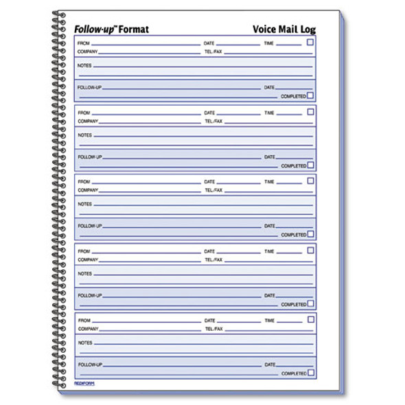 Voice Mail Wirebound Log Books, 8 X 10 5/8, 500 Sets/book