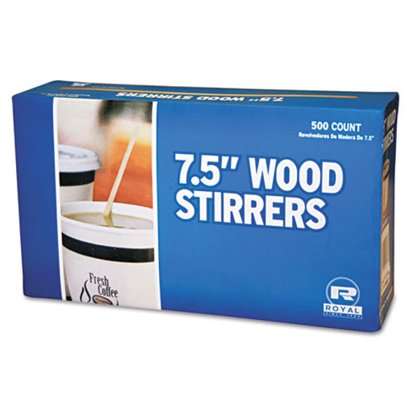 Wood Coffee Stirrers, 7 1/2" Long, Woodgrain, 500 Stirrers/box, 10 Boxes/carton