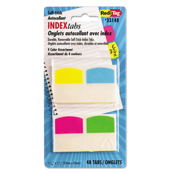 Write-on Index Tabs, 1/5-cut Tabs, Assorted Colors, 1.06" Wide, 48/pack