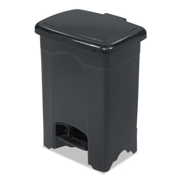 Step-on Receptacle, Rectangular, Plastic, 4 Gal, Black