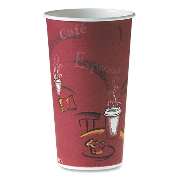 Polycoated Hot Paper Cups, 20 Oz, Bistro Design, 600/carton