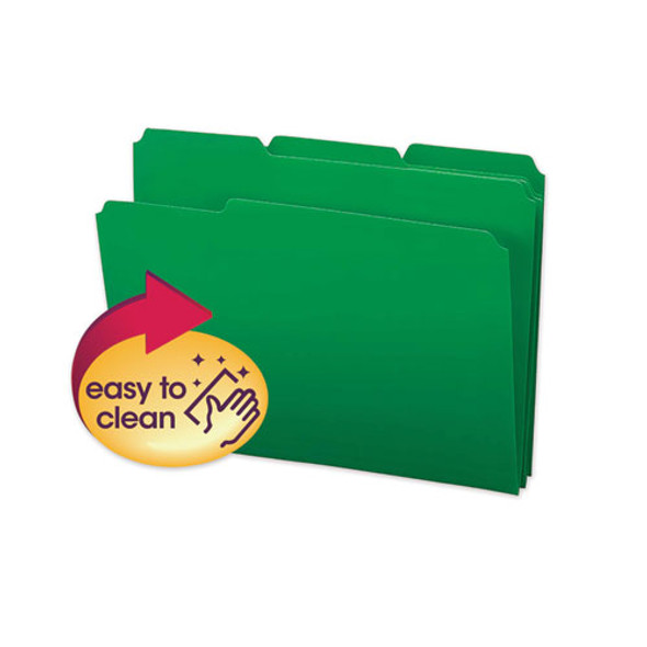 Top Tab Poly Colored File Folders, 1/3-cut Tabs, Letter Size, Green, 24/box