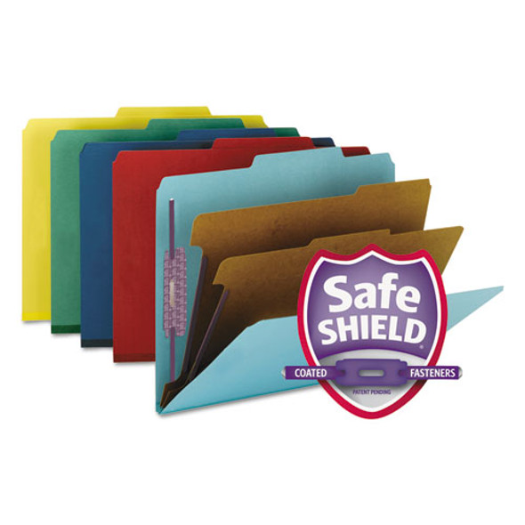 Six-section Pressboard Top Tab Classification Folders With Safeshield Fasteners, 2 Dividers, Letter Size, Assorted, 10/box