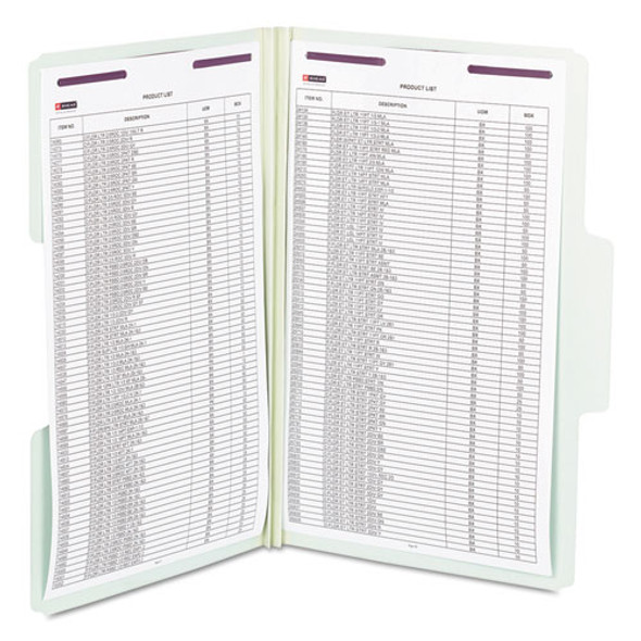 Supertab Pressboard 2-fastener Folders With Two Safeshield Coated Fasteners, 1/3-cut Tabs, Legal Size, Gray-green, 25/box