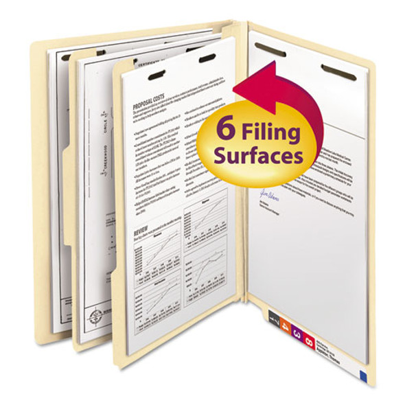 Manila End Tab Classification Folders, 2 Dividers, Letter Size, Manila, 10/box - IVSSMD26835