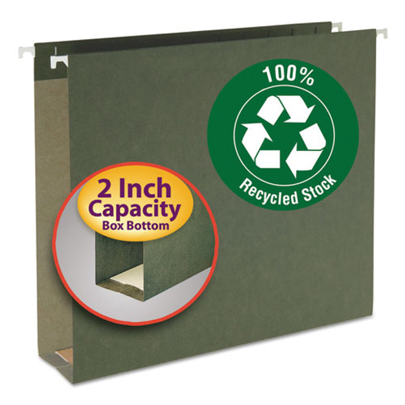 Box Bottom Hanging File Folders, Letter Size, Standard Green, 25/box - IVSSMD65090