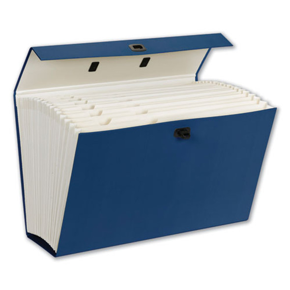 Expanding File Box, 16.63" Expansion, 19 Sections, 1/19-cut Tab, Legal Size, Blue