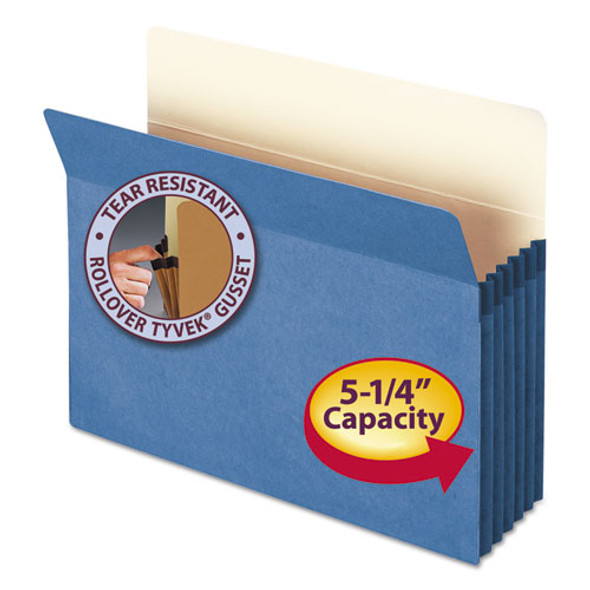 Colored File Pockets, 5.25" Expansion, Letter Size, Blue