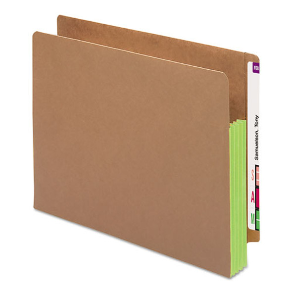 Redrope Drop-front End Tab File Pockets W/ Fully Lined Colored Gussets, 3.5" Expansion, Letter Size, Redrope/green, 10/box