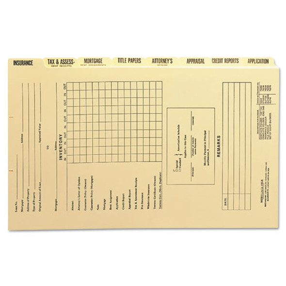 Pressboard Mortgage Folder Dividers, Pre-printed, Legal Size, Manila, 8/set, 12 Sets/box