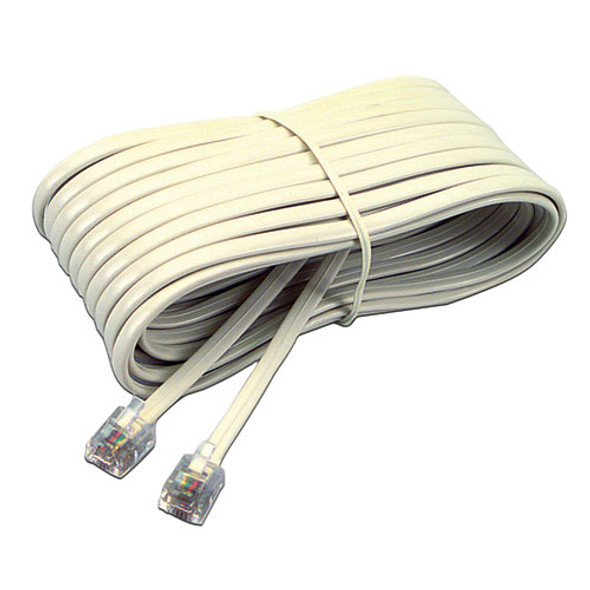 Telephone Extension Cord, Plug/plug, 25 Ft., Ivory