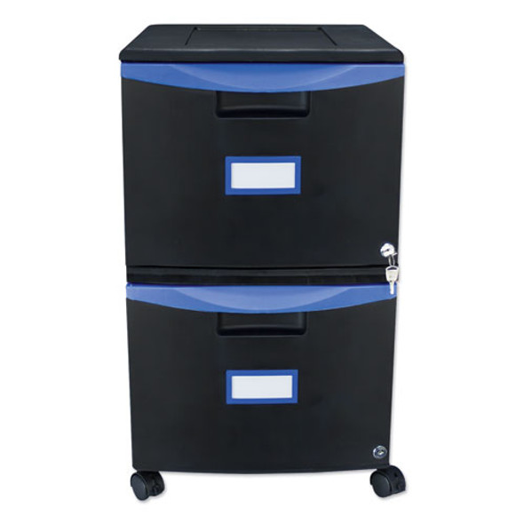 Two-drawer Mobile Filing Cabinet, 14.75w X 18.25d X 26h, Black/blue