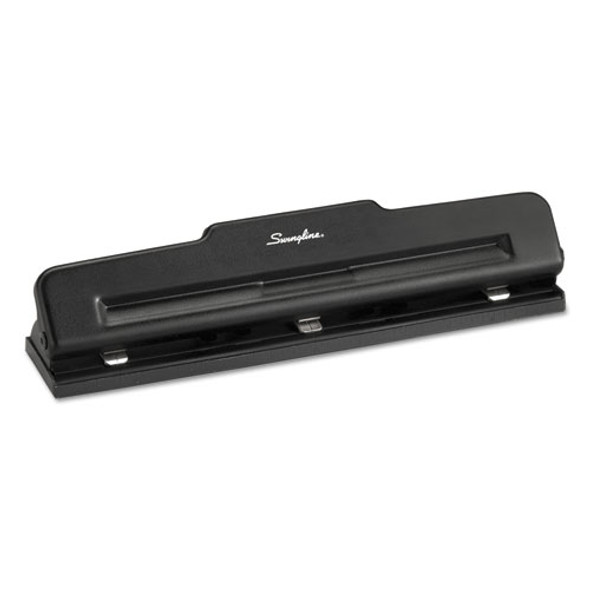 10-sheet Desktop Two-to-three-hole Adjustable Punch, 9/32" Holes, Black