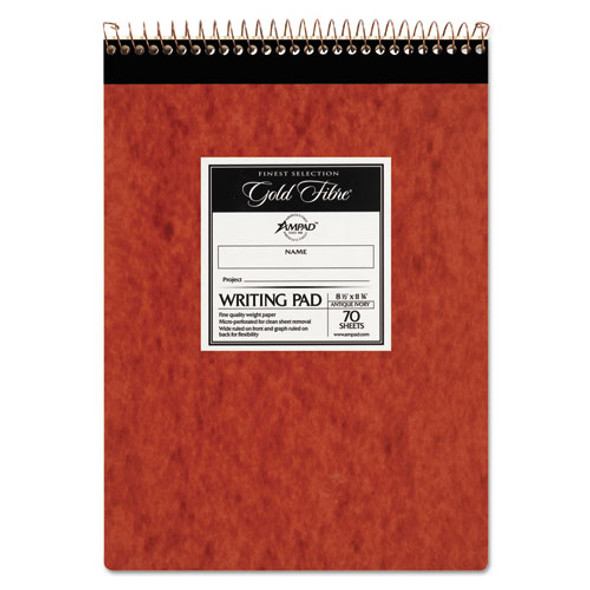 Gold Fibre Retro Wirebound Writing Pads, 1 Subject, Wide/legal Rule, Red Cover, 8.5 X 11.75, 70 Sheets