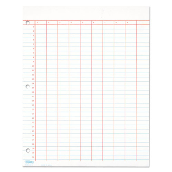 Data Pad W/numbered Column Headings, 11 X 8.5, White, 50 Sheets