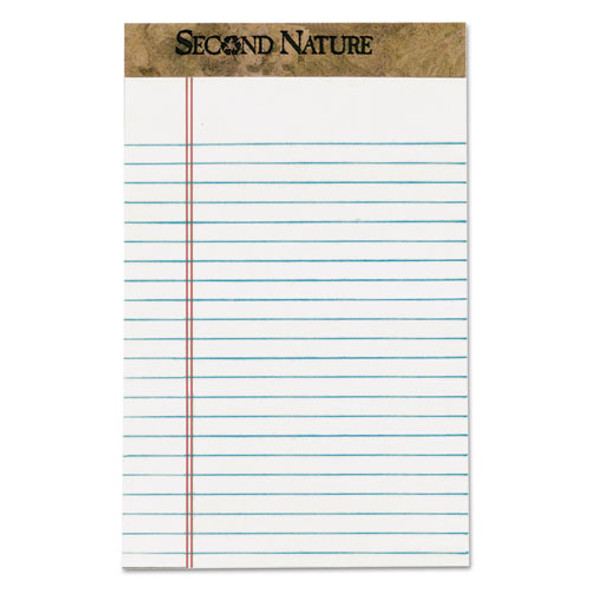 Second Nature Premium Recycled Pads, Narrow Rule, 5 X 8, White, 50 Sheets, Dozen